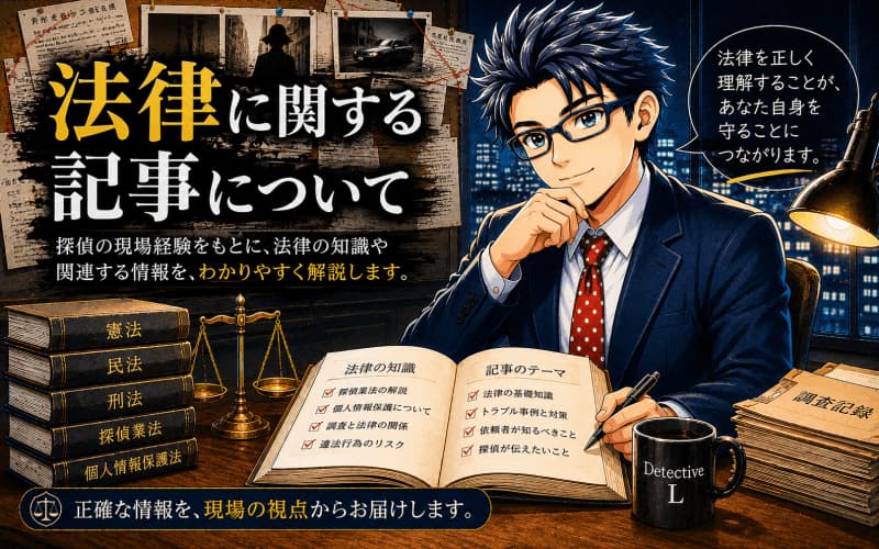 現役探偵エルが執筆する法律に関する記事について解説
