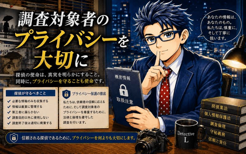 依頼者だけではなく対象者のプライバシーも大切にする探偵
